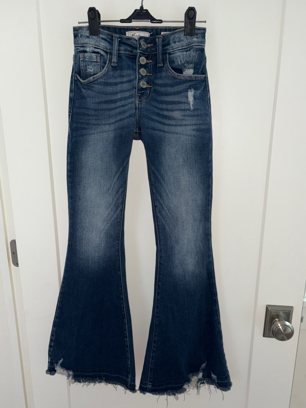 NWOT girl's KanCan button fly mid-rise super flare jeans sz 22 (12-14)
